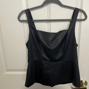 Bcbg Faux leather Black peplum top